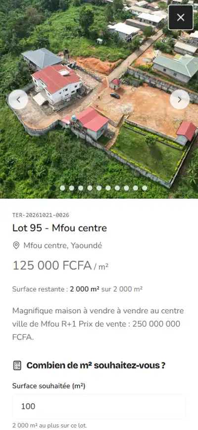 Application WBG Immo : fiche détaillée d'un lot avec galerie photo